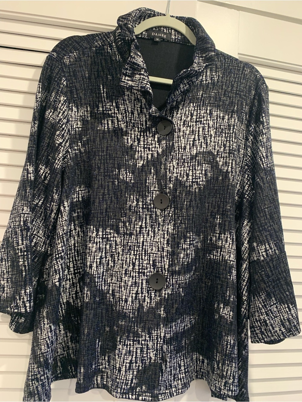 NWOT DAMEE Lagenlook button down sculptural collar flare sleeve boho artsy Med